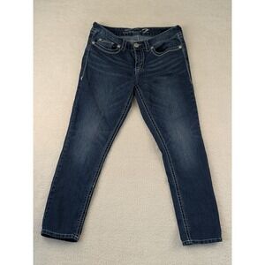 Seven7 Womens Skinny Jeans Dark Wash Embellished Back Pocket Size 12 Denim